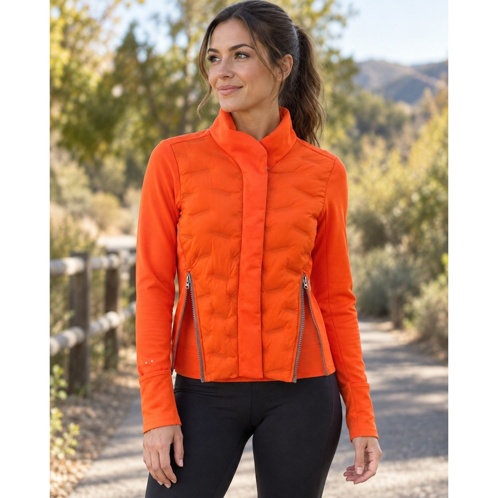 CALIA Carrie Underwood Womens XS Orange Quilted Hybrid Run Jacket Full Zip